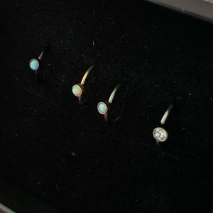 Set of 4 bendable nose hoops with opal stones
